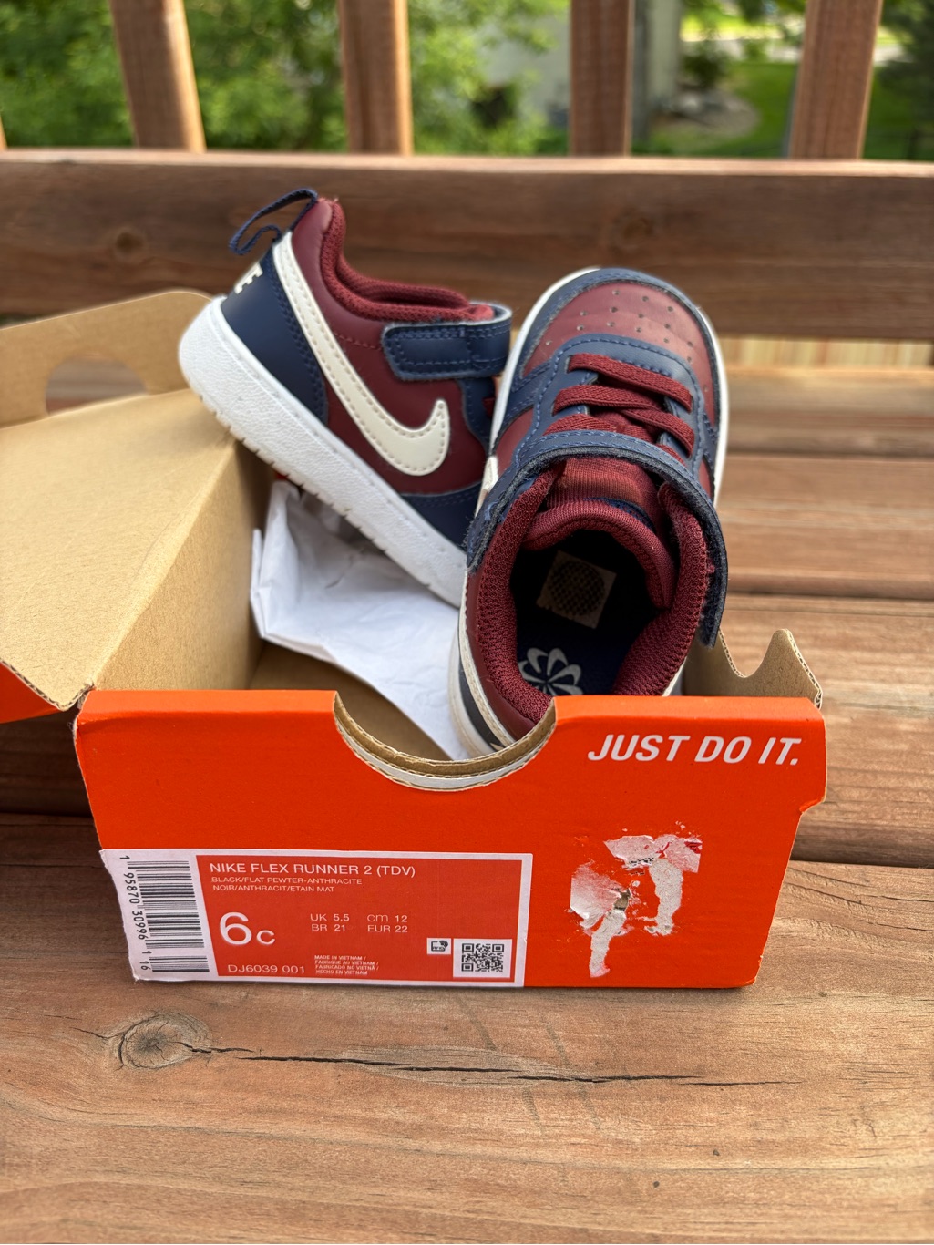 Nike Kids' Burgundy, Navy And White Low-Top Sneakers